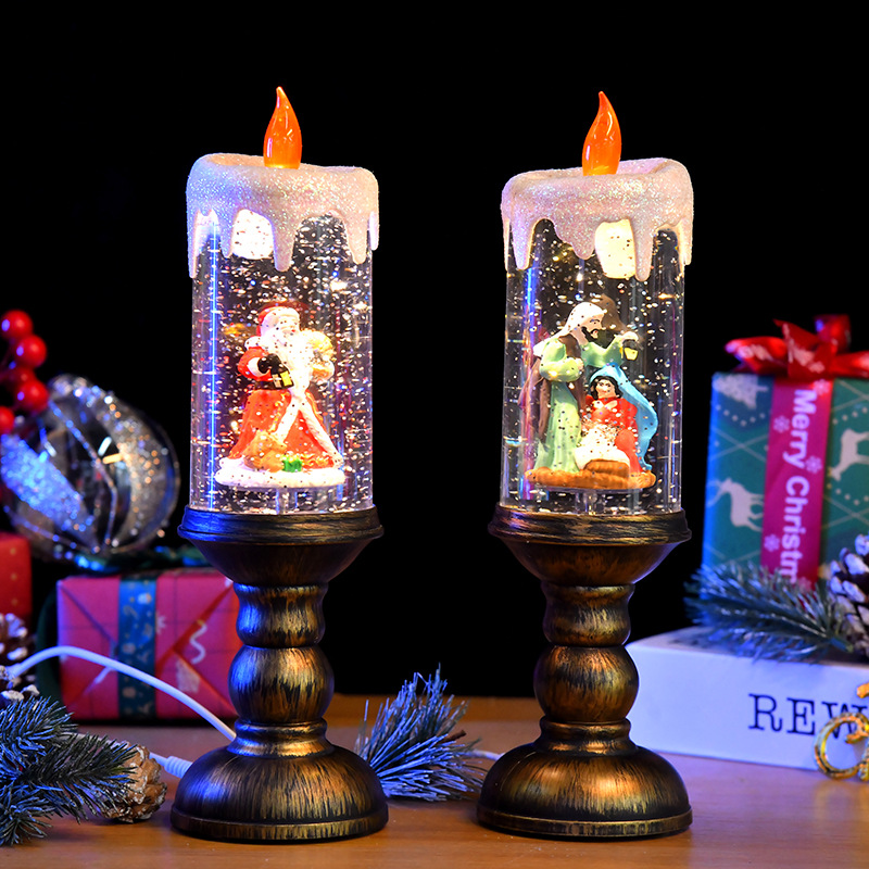 圣诞中号注水蜡烛创意小风灯夜灯摆件圣诞礼物圣诞元素内景带音乐详情2
