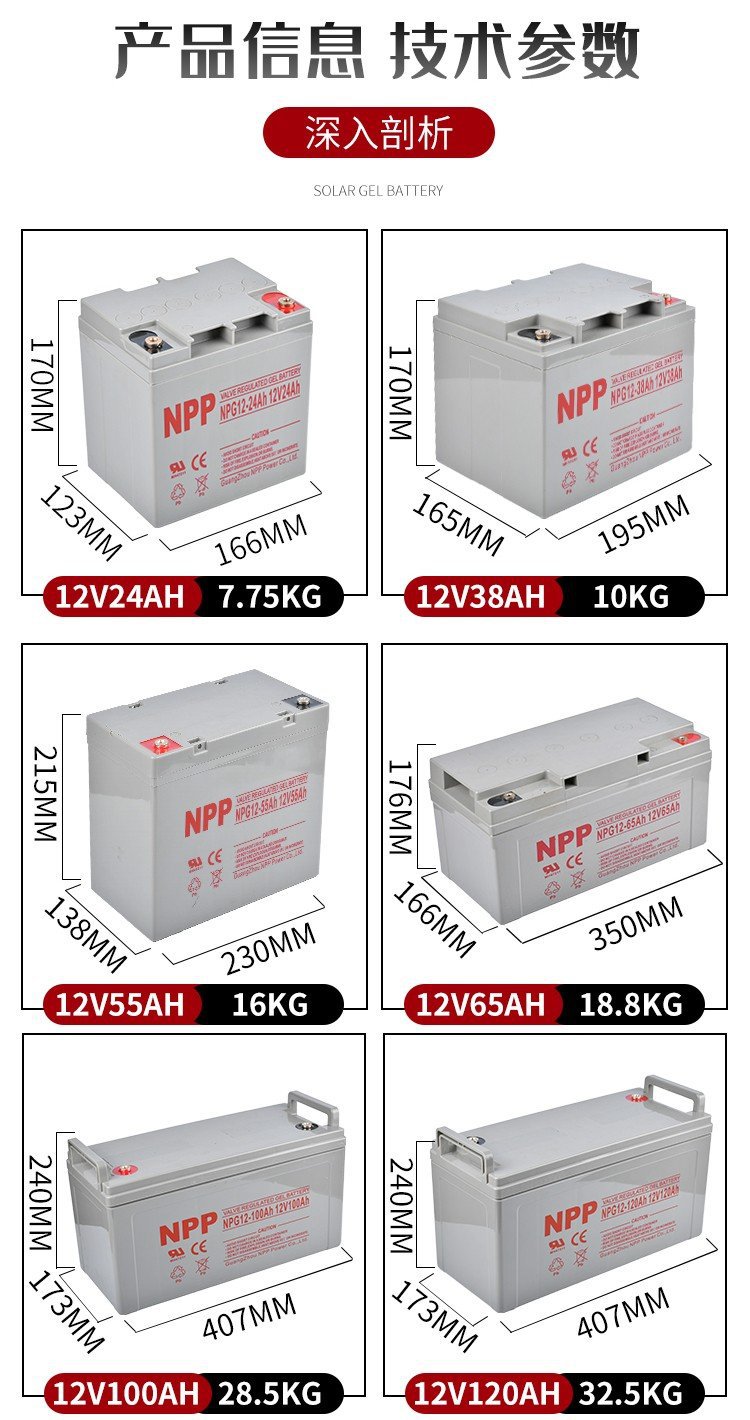 Аккумуляторная батарея NPP 12v24AH-управляемая свинцовая фотоэлектрическая батарея pic 9