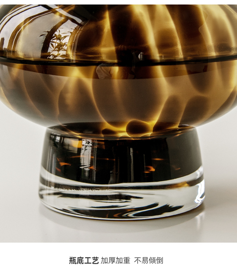 富雅花瓶中古风高级感豹纹玳瑁插花摆件轻奢创意客厅ins风批发详情8