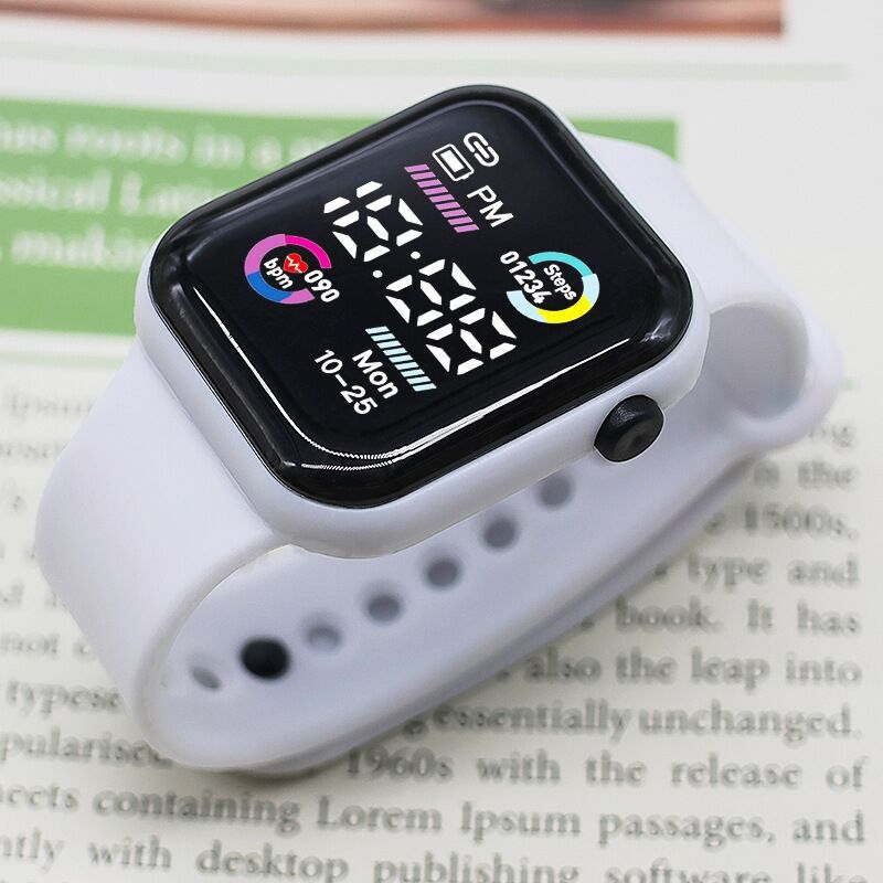 外贸新款学生运动电子手表高颜值夜光小方块非智能跑步夜光电子表时尚潮流男女款详情2