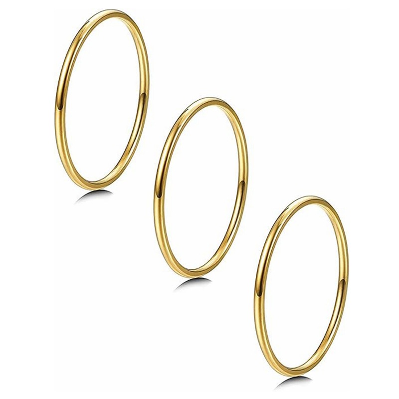 14K gold-plated set ring, 1mm inner and outer arc fine ring, plain ring, simple Japanese and Korean ring, trendy index finger tip pic 11