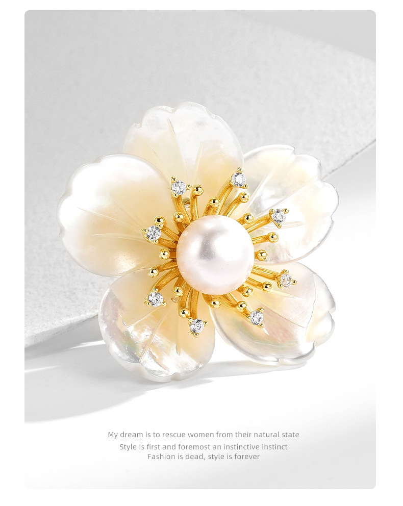 新款时尚高档轻奢天然贝母樱花磁吸扣高级感胸针西装衬衣配饰批发详情13