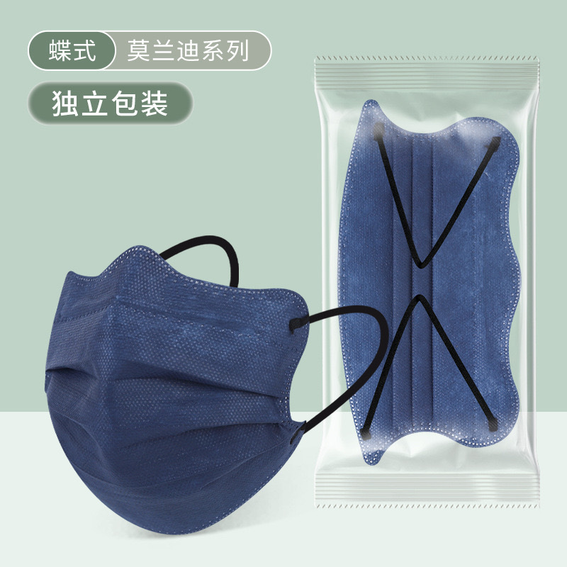 V型蝴蝶口罩一次性高颜值可爱女三层独立包装ins风学生女莫兰迪色详情5
