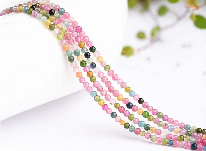 Jiuya Crystal Natural 7A Grade Small Particle Tourmaline Loose Beads Seven-color Tourmaline round Beads Ring Accessories wholesale pic 12