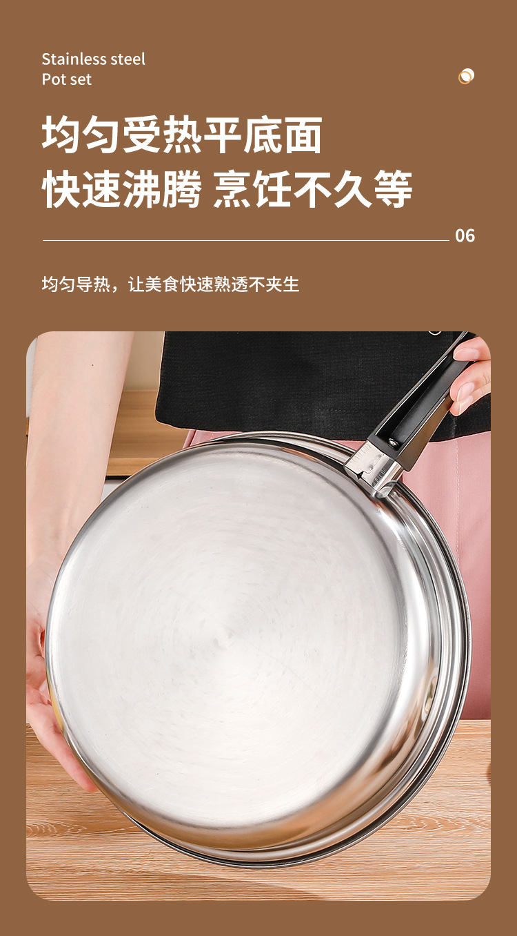 跨境加厚不锈钢套锅奶锅汤锅煎锅带水壶12件套厨房烹饪锅具套装详情10
