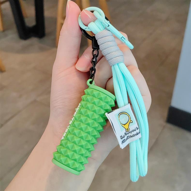 运动健身钥匙扣解压瑜伽泡沫轴创意男女挂件哑铃书包周边运动挂饰详情3