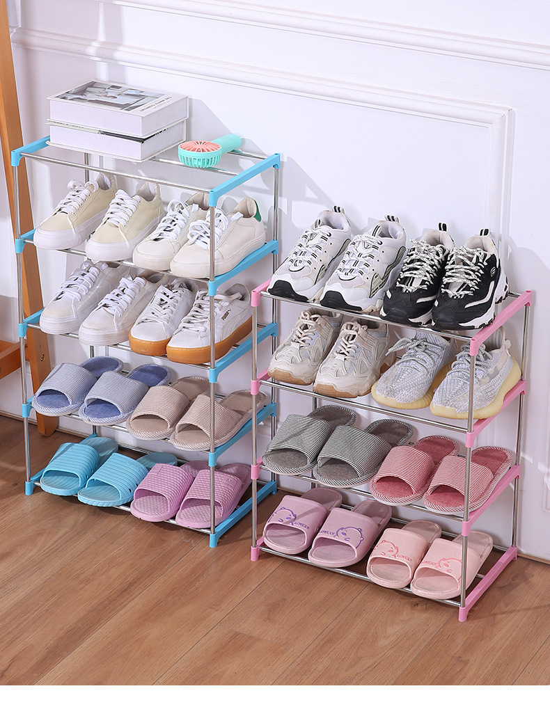 新款家用宿舍不锈钢简易落地多层鞋架防尘收纳鞋柜简约客厅靴架子0471详情18