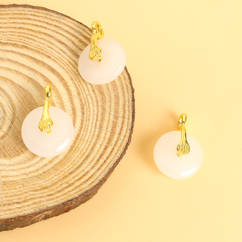 仿玉琉璃平安扣合金挂件小吊坠 diy饰品配件古风手链项链坠子材料详情6