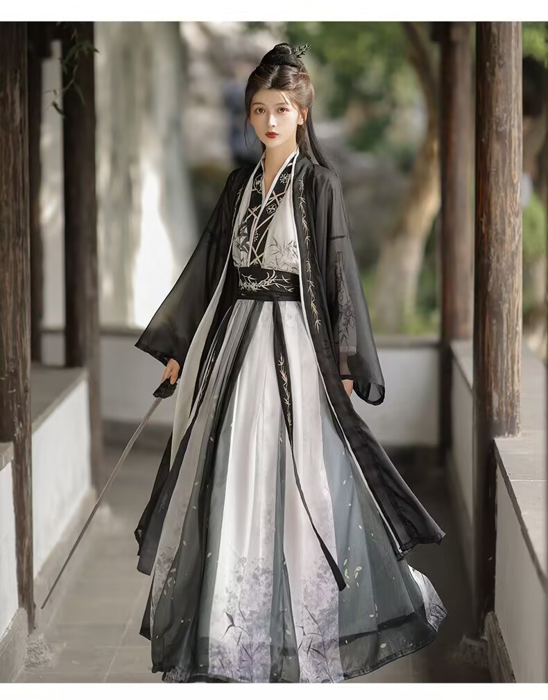 Original Song Dynasty style 褙子 Waist-length cross-collar Chinese-style ink-wash hanfu for both men and women, super cool, versatile for daily use, ancient-style set pic 13