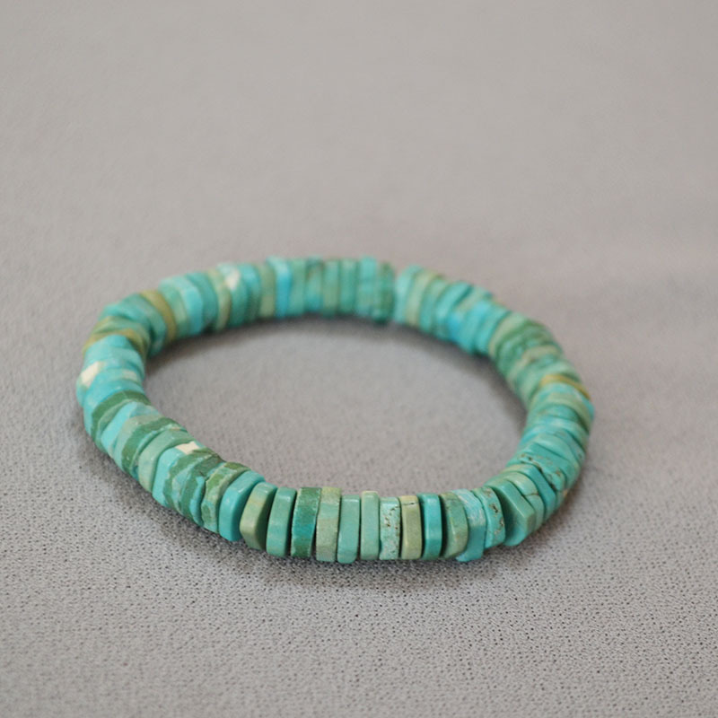 欧美小众个性气质复古夸张不规则切角绿松石隔片串珠弹力手环手串详情8