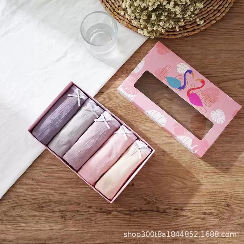 火烈鸟女士内裤少女蕾丝无痕纯棉石墨烯裆生理中腰无缝三角裤批发详情3