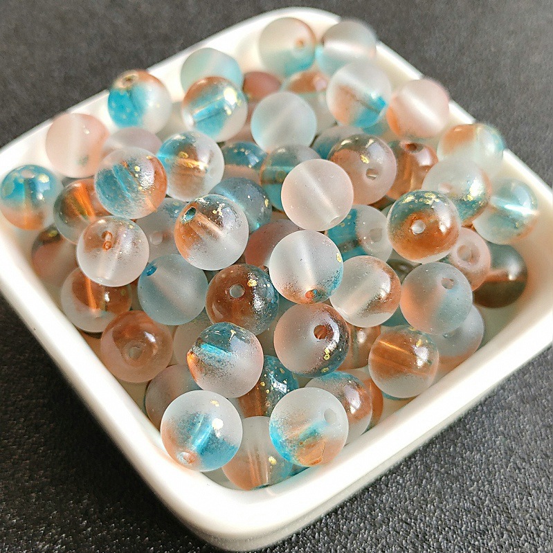 8/10mm直孔洒金磨砂圆珠手工编制手串手链项链琉璃珠子古风配件详情5