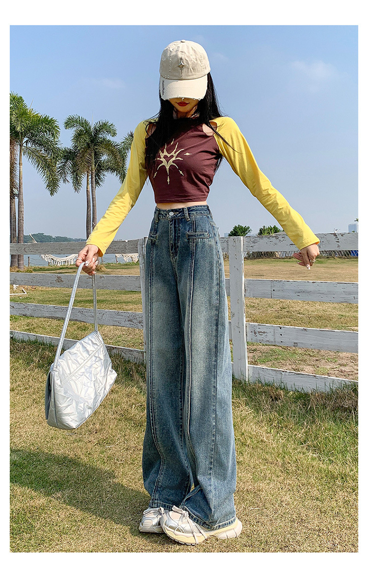 The new high-waisted, loose-fitting straight-leg jeans for women in the spring of 2024 are fashionable and versatile pic 11