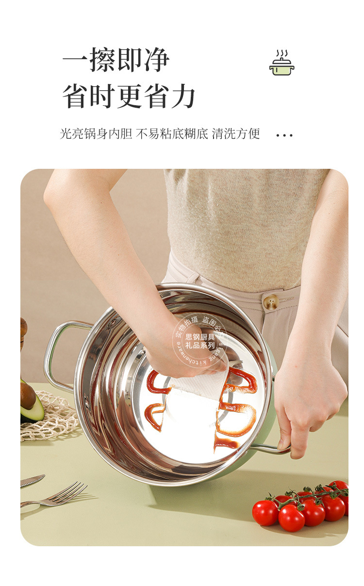 Stainless steel double-layer steamer, two-layer steaming soup pot, high appearance level, kitchen soup pot, points, welfare gifts wholesale pic 14