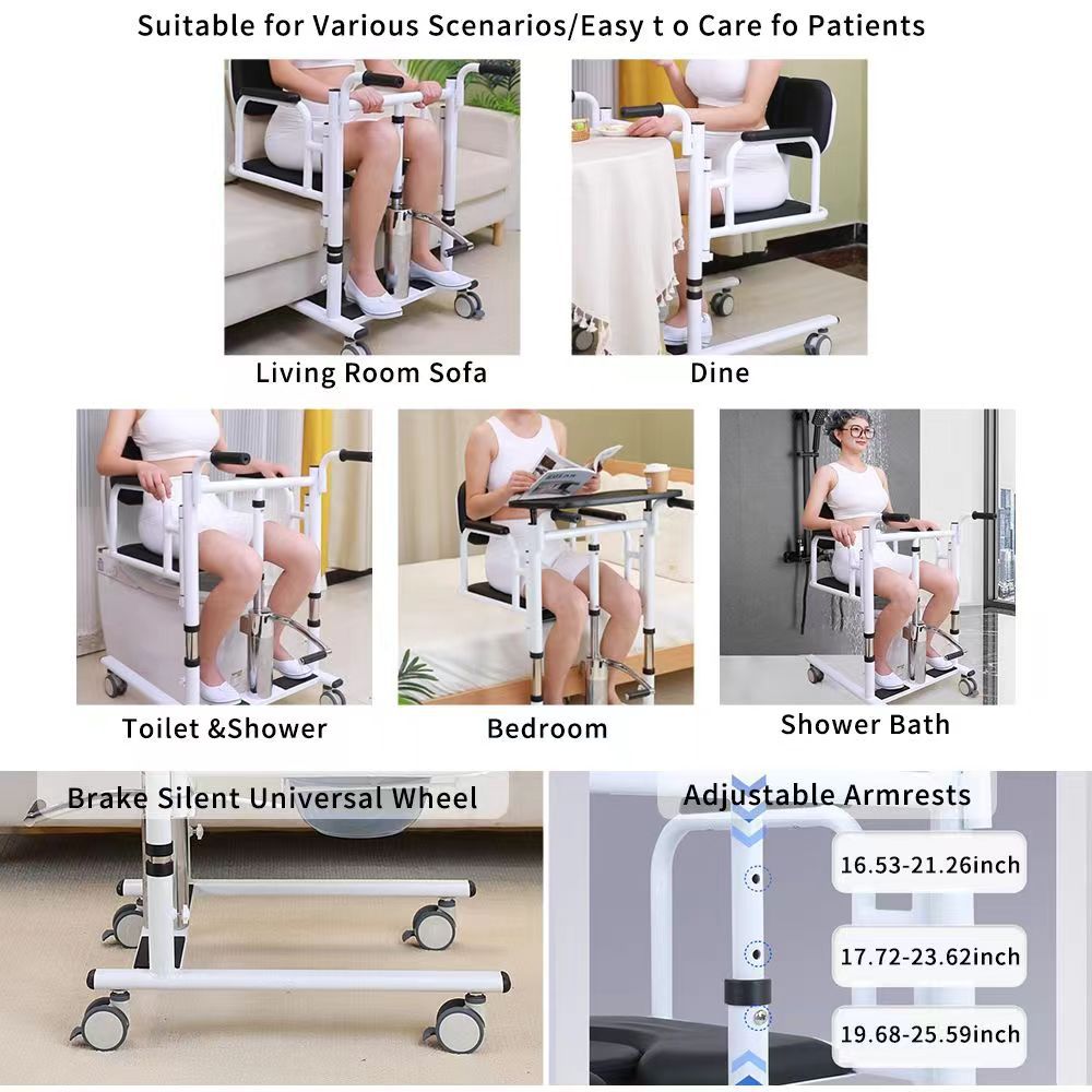 康益多移位机家用瘫痪卧床老人护理神器多功能液压升降推车洗澡椅详情8