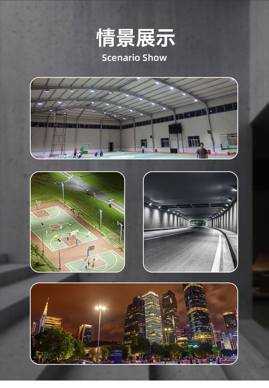 led户外防水照明灯强光110°发光角度大面积IP65磨砂镜面投光灯详情6