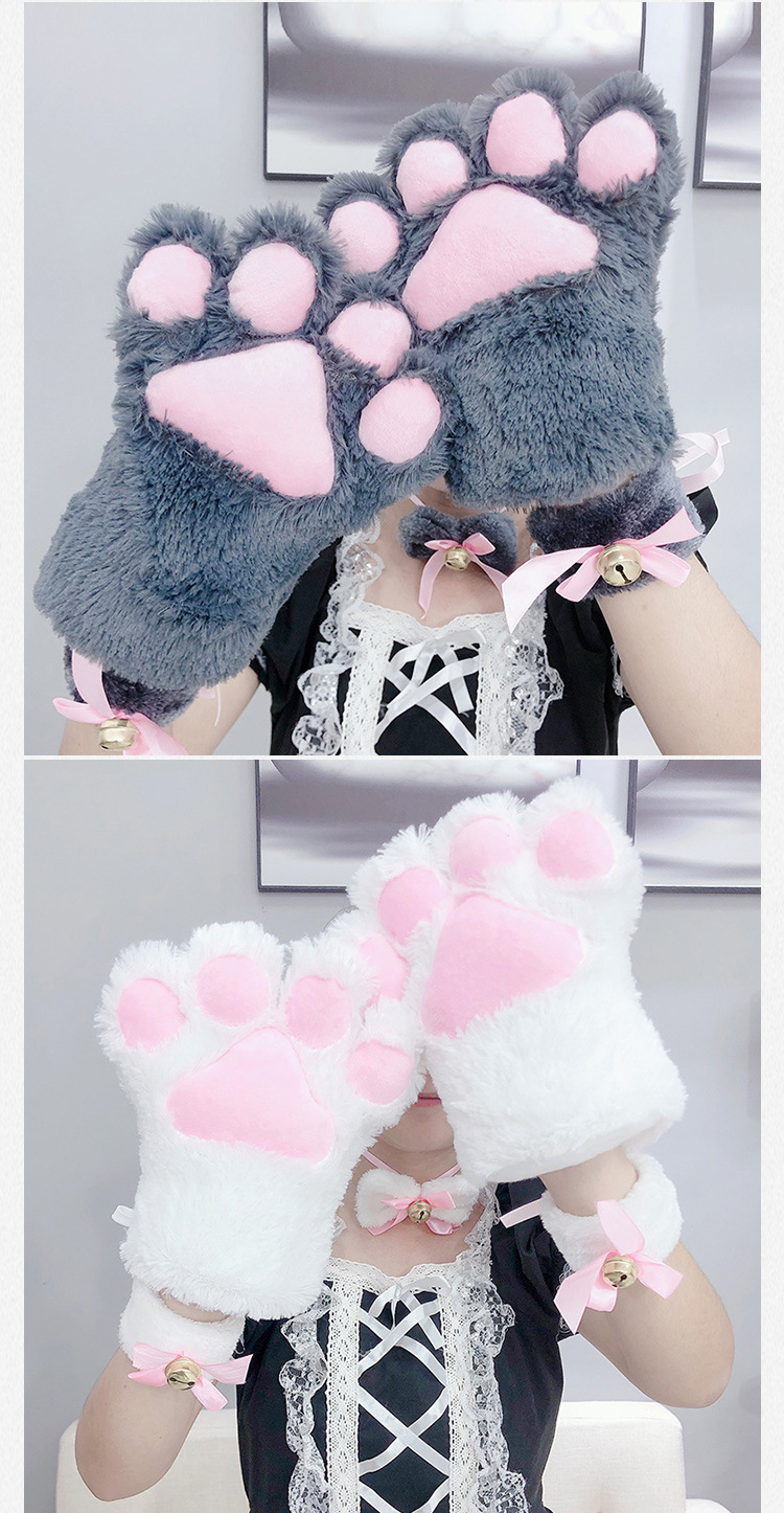 One-piece delivery of Japanese-style cute and adorable plush cosplay performance props, cat paw gloves, popular cat paw gloves pic 16