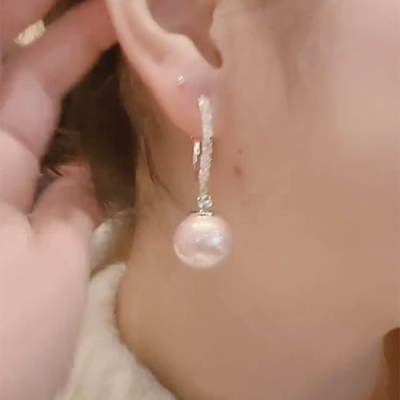 银针锆石圆圈珍珠款耳环女高级感轻奢风几何耳圈精致法式复古耳饰详情2