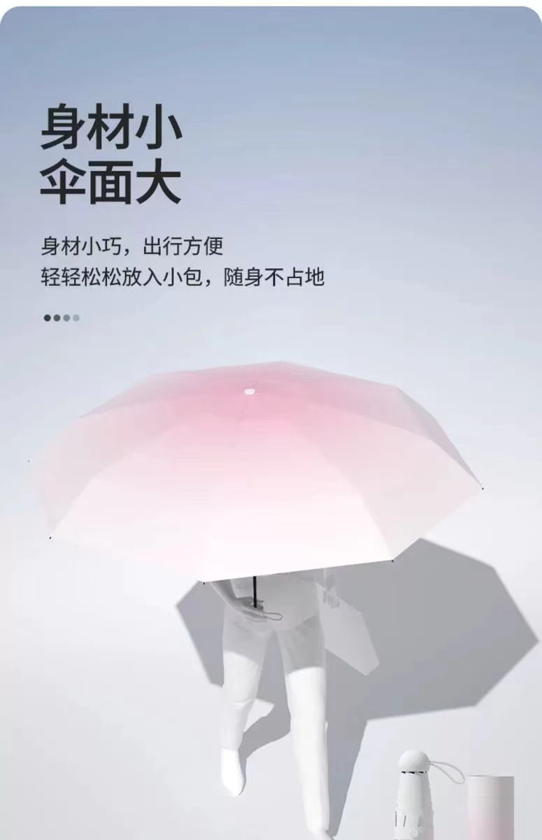 工厂新款五折伞渐变系胶囊伞太阳伞遮阳伞防紫外线小巧便携防晒伞详情22