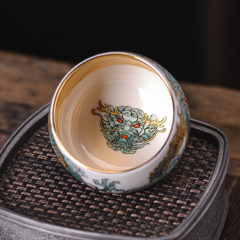 厂家直供鎏金杯珐琅彩青花茶杯个人杯主人杯紫砂建盏刘国蓝大师详情11