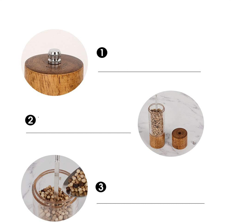 8寸橡木亚克力胡椒磨手动黑胡椒研磨器手动胡椒磨陶瓷芯研磨器详情4