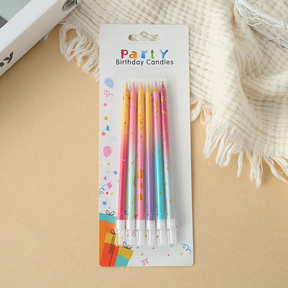 渐变光杆生日蜡烛创意浪漫派对蛋糕生日用品个性镀金渐变光杆蜡烛详情10