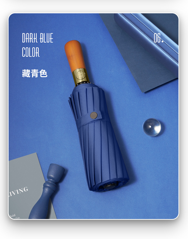 72骨全自动雨伞男大号三人折叠黑色商务高档木柄遮阳伞定制广告伞详情20