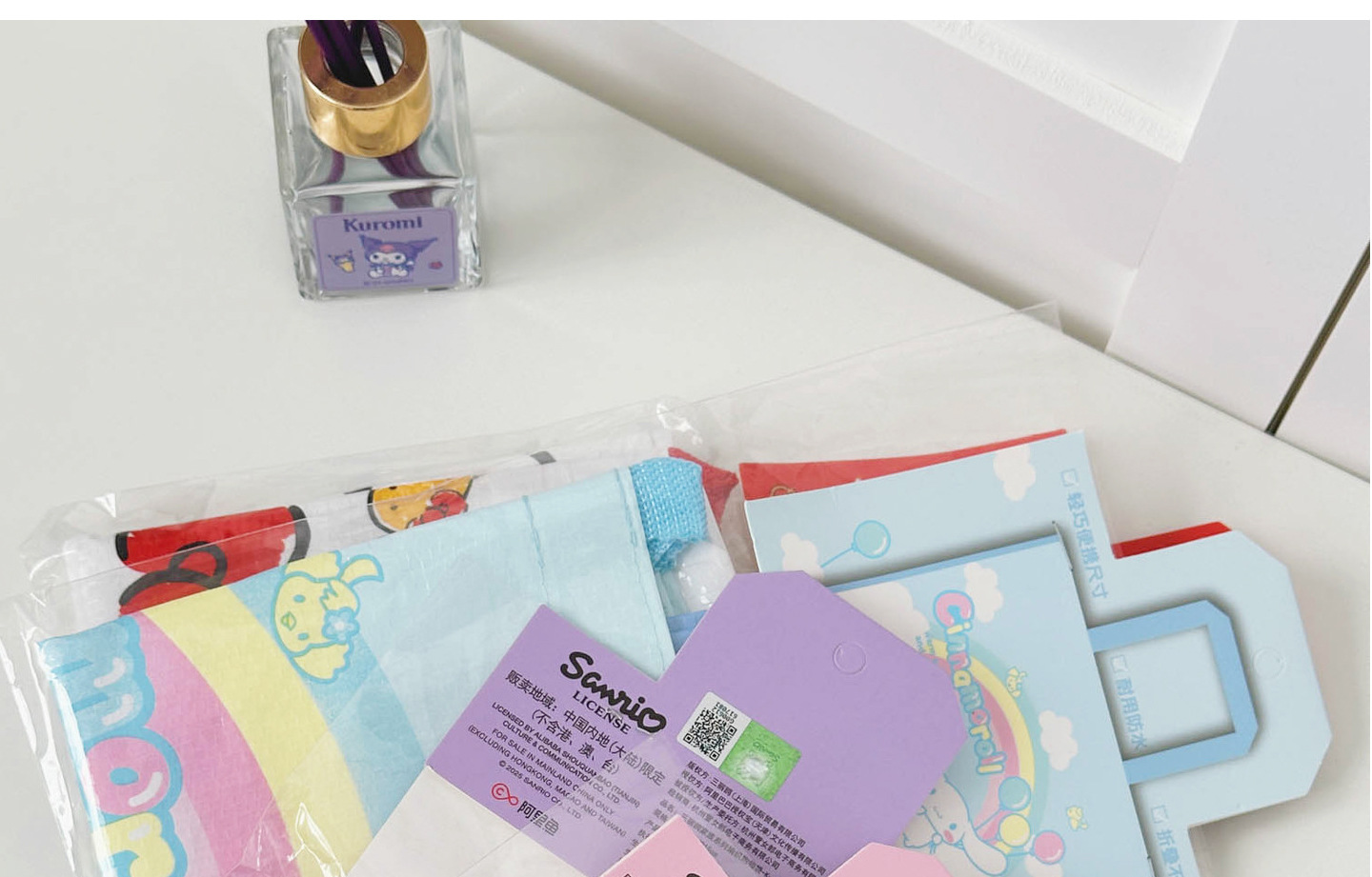 Sanrio genuine Hello Kitty kt woven shopping bag, large capacity storage bag, bento bag, portable hand-held crossbody bag pic 7