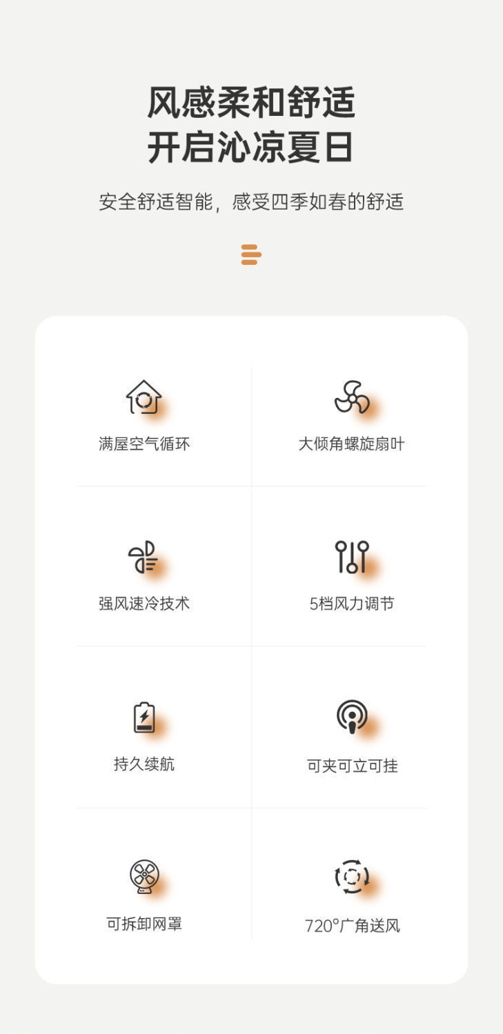 厂家批发多功能带灯风扇夹扇家用宿舍办公桌面充电便携户外迷你风详情3