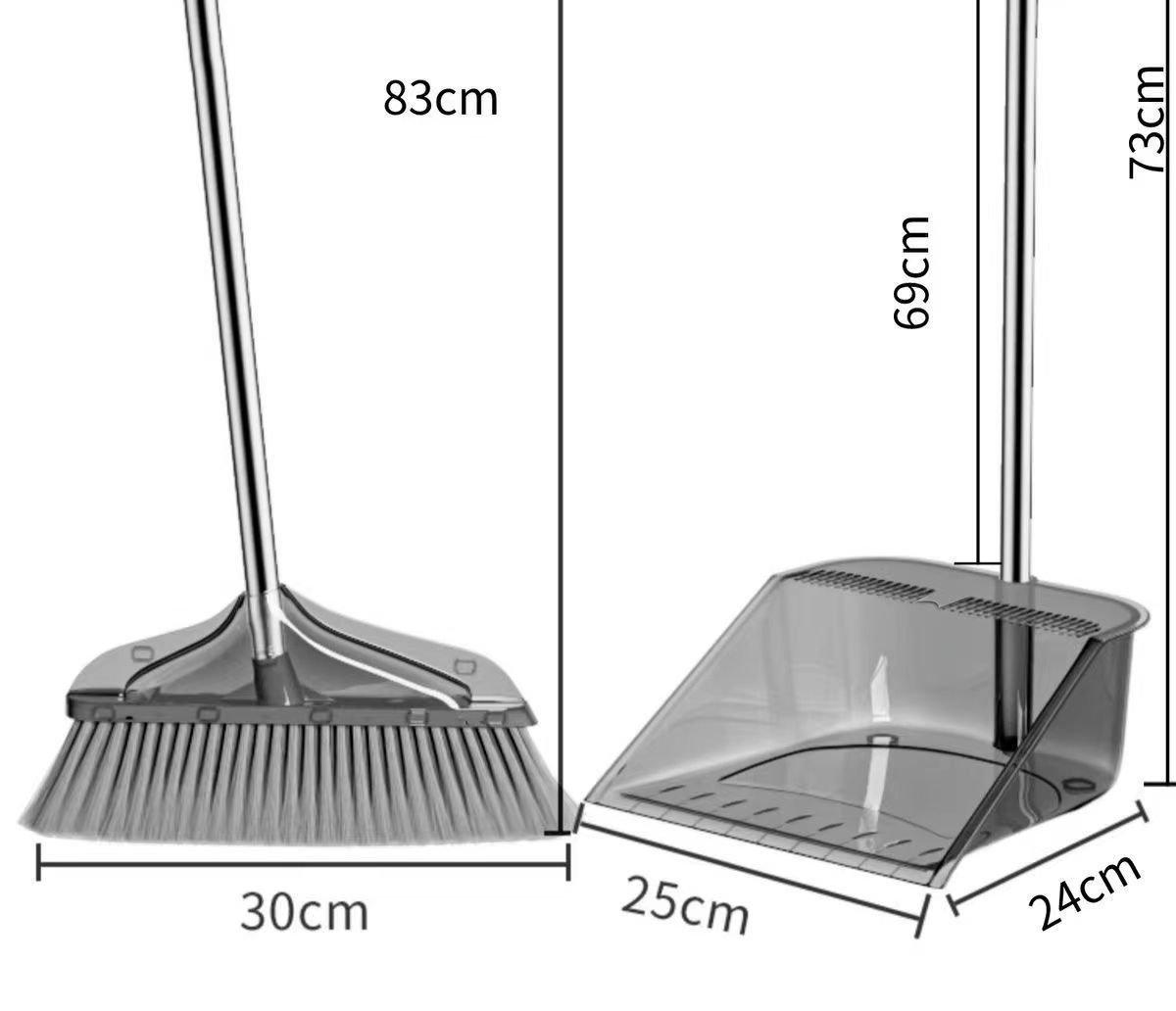 Household broom and dustpan set, thickened sweeping dustpan, broom, single light luxury broom, transparent soft bristles pic 9