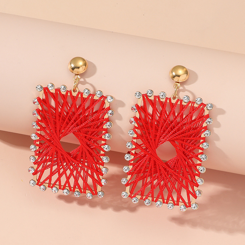 Factory wholesale hand-woven vintage earrings, wrapped stud earrings and earrings, exquisite, light luxury and artistic style pic 1