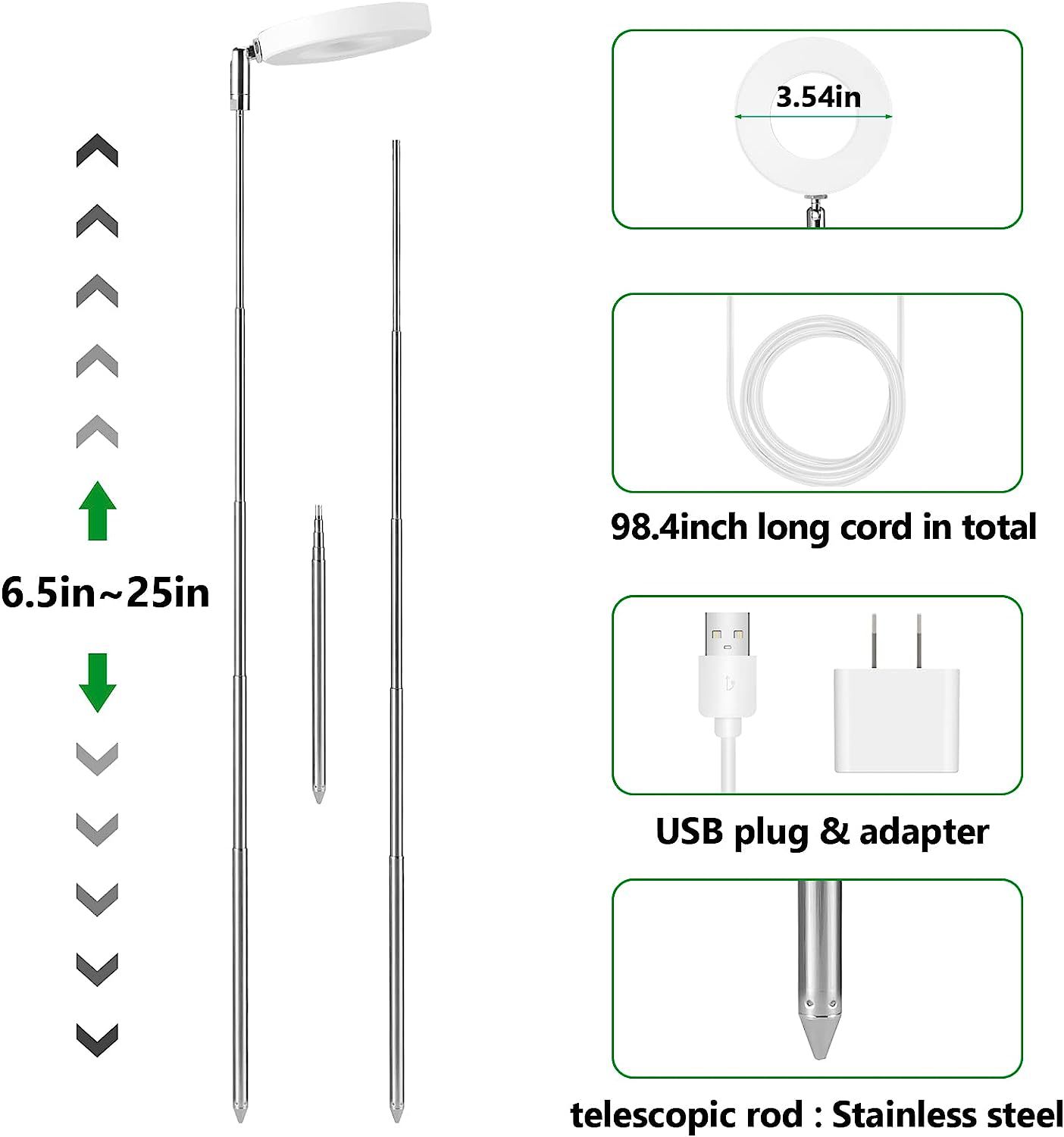 Retractable sunlight-like LED plant growth lamp, USB full-spectrum succulent lamp, seedling lamp, rose and aquatic plant supplementary lighting lamp pic 6