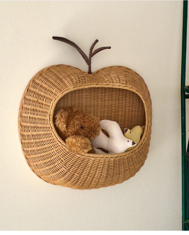 Nordic-style rattan woven wall-mounted key storage basket, home and homestay decoration, toy and sundries storage basket, hand-woven basket pic 13