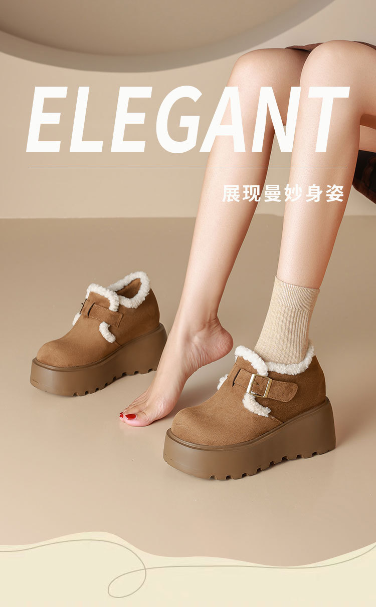 厚底勃肯鞋女2025冬新款英伦风小皮鞋加绒雪地靴10cm内增高乐福鞋详情3
