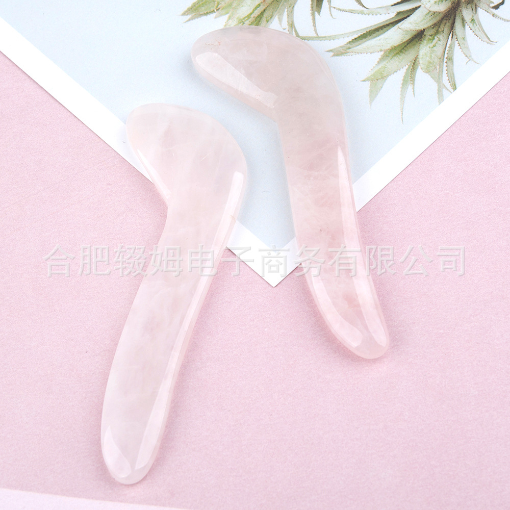 天然粉晶东陵玉石刮痧板脸部美容眼部推拿片刮痧板美容院同款按摩详情9