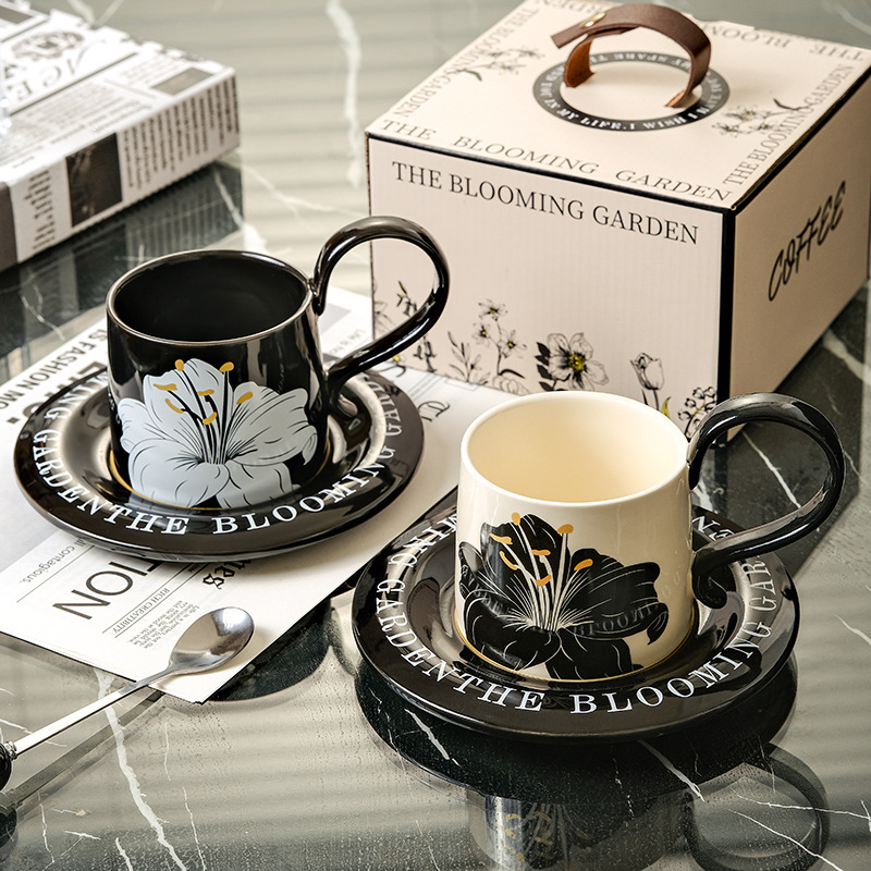 Retro-style ceramic coffee cups and saucers with a light luxury and high-end feel, afternoon tea coffee cups, home mugs, gift boxes, and souvenirs pic 14