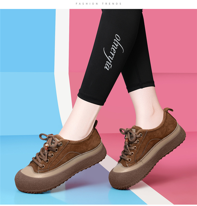 真皮厚底加绒休闲运动女鞋2025秋冬新款板鞋时尚百搭鞋子女款详情9
