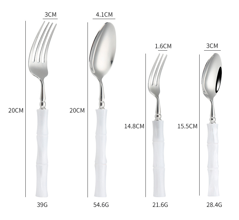高颜值绿色亚克力竹节304不锈钢刀叉勺冰川白亚克力餐具酒店刀叉详情8