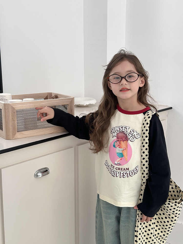 2024秋季新款儿童秋装长袖T恤上衣女童宝宝230克卡通插肩打底衫潮详情46