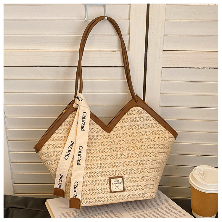 大容量托特包包女2025新款潮复古手提草编包百搭单肩编织包通勤包详情24