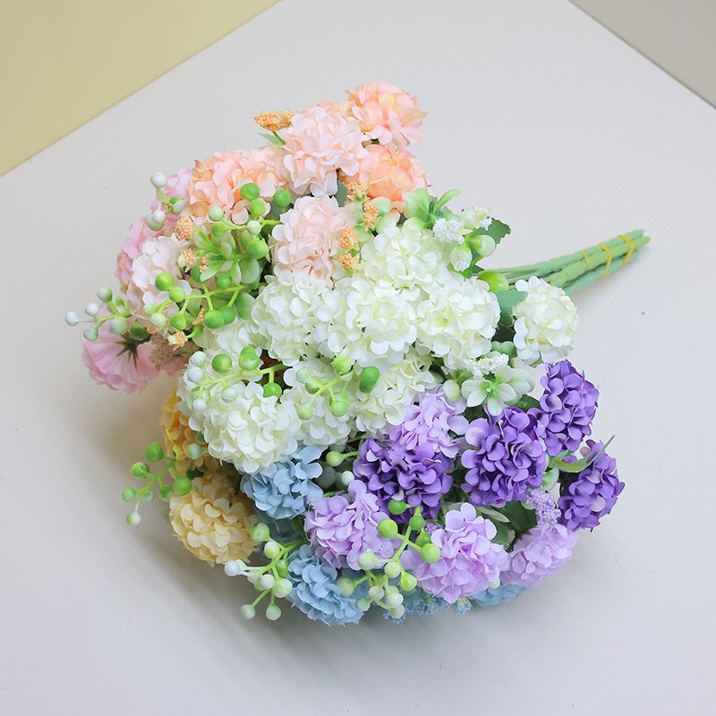 家居装饰花束仿真花成品批发婚庆用假花浆果人造绿植绣球塑料花绿意装点详情11