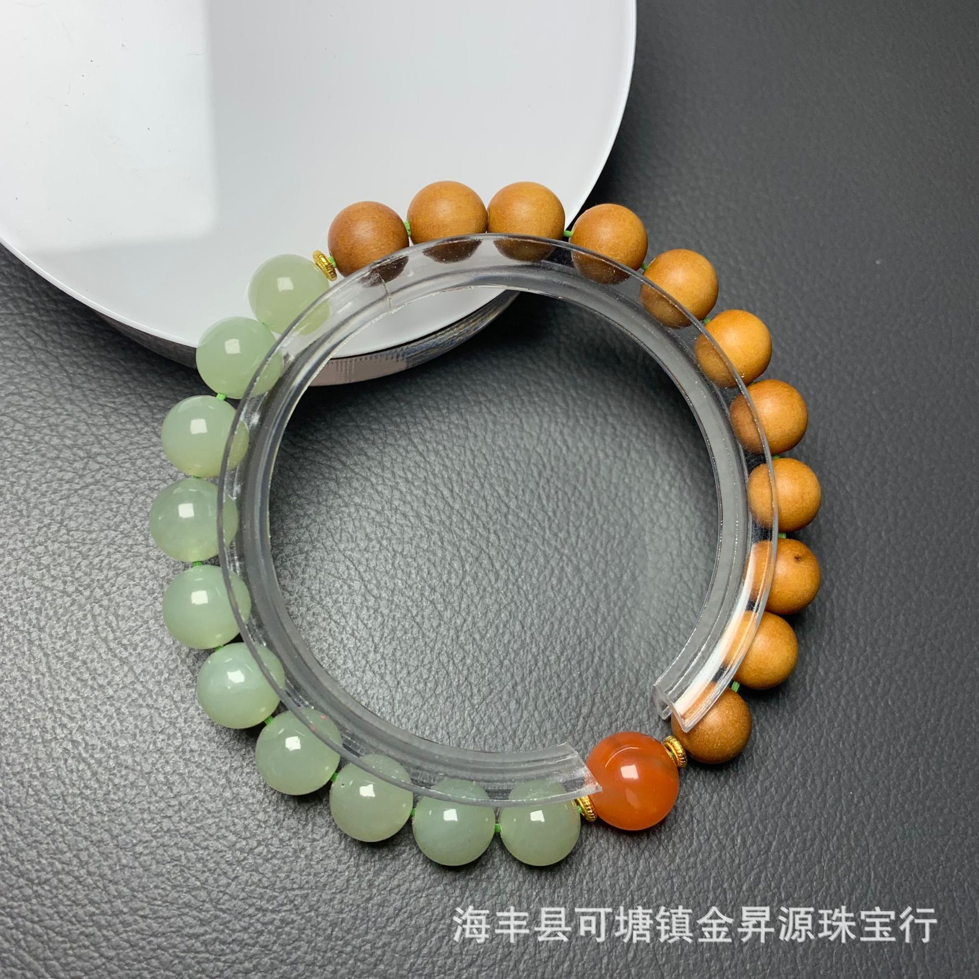 天然和田玉手链搭配南红檀木手串文玩串珠设计原创批发直播简约款详情3