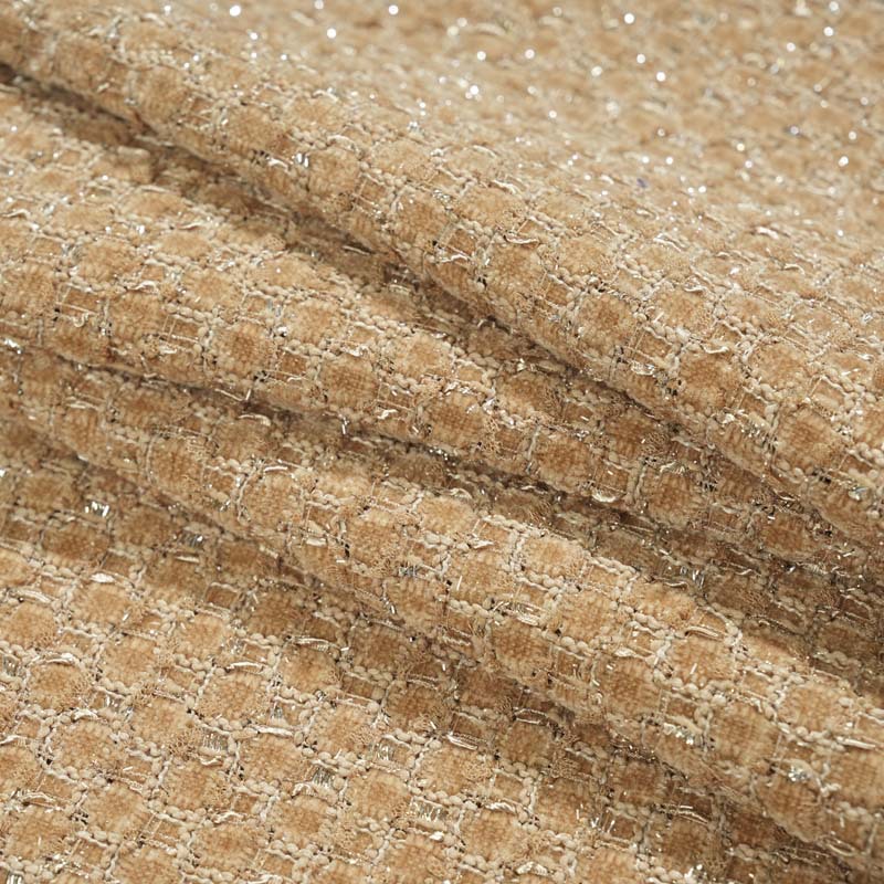 Mokashi checkered chanty fabric, brown tweed fabric for autumn and winter suits, hats, bags and accessories pic 5