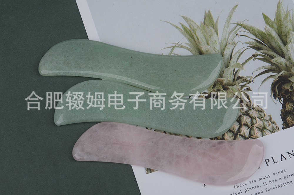 厂家天然玉石绿东陵刮痧板粉晶按摩板脸部面部全身通用刮痧按摩器详情10