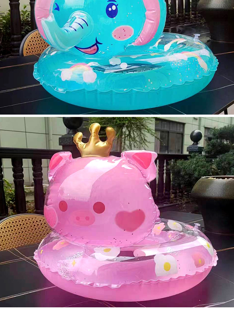 充气腋下圈立体卡通儿童座圈亮片透明印花游泳圈戏水小孩宝宝批发详情13