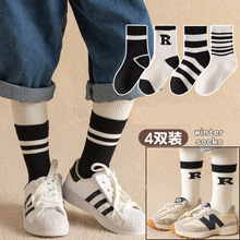 男童袜子秋冬儿童中大童棉袜男女孩春秋防臭童袜字母潮袜中筒袜详情14