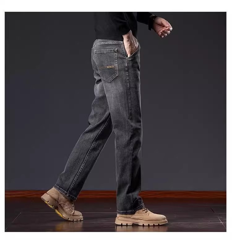 秋冬季牛仔裤男士宽松直筒2025新款大码休闲加绒加厚商务弹爸裤子详情14