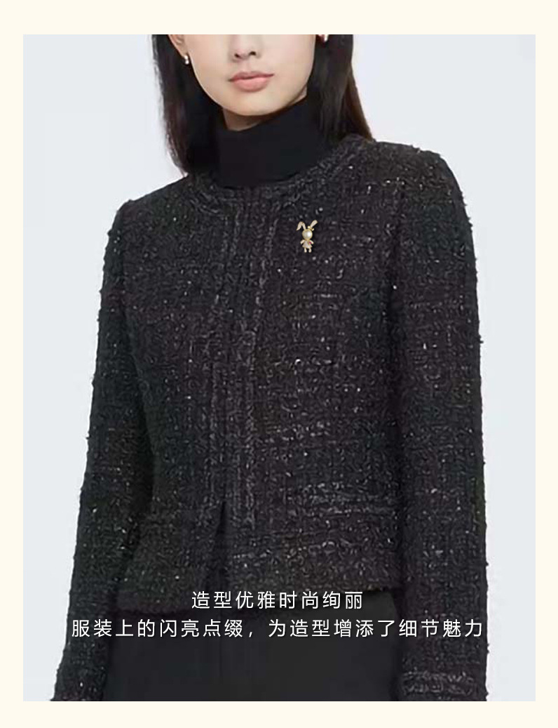 Cute pearl little rabbit brooch, New Year of the Rabbit gift, suit sweater pin accessory, fashionable and versatile brooch pic 9