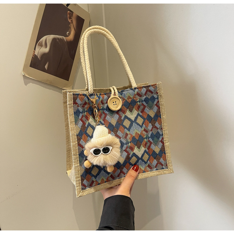 小众高级感防水麻布手提包秋冬季新款伴手礼袋现货批发手拎小挎包详情31