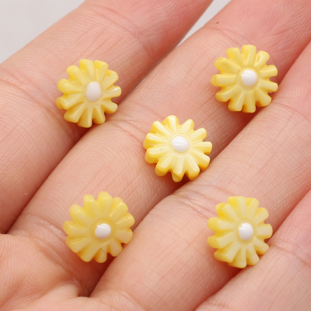 DIY jewelry accessories, natural shell hand-carved sunflowers, multi-color through-hole hairpins, earrings and pendants wholesale pic 12